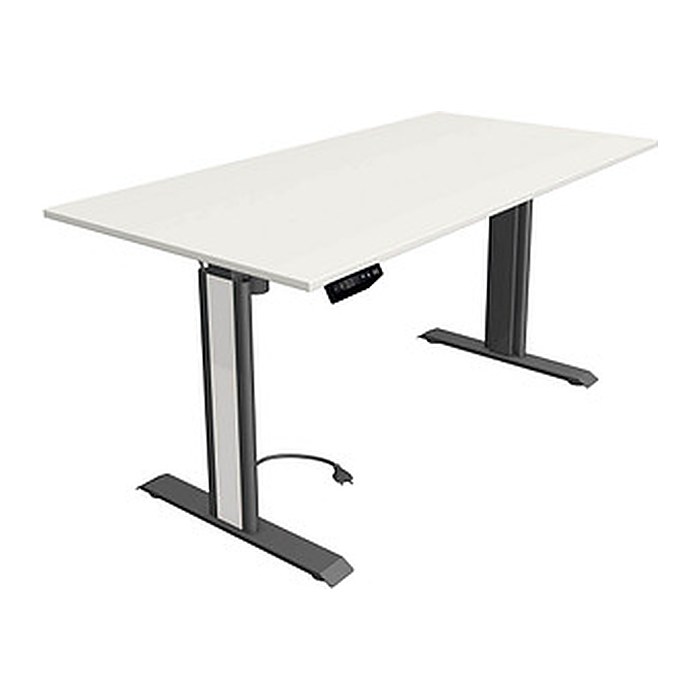 Kerkmann Move 1 advance elektrisch höhenverstellbarer Schreibtisch weiß rechteckig, T-Fuß-Gestell grau 160,0 x 80,0 cm