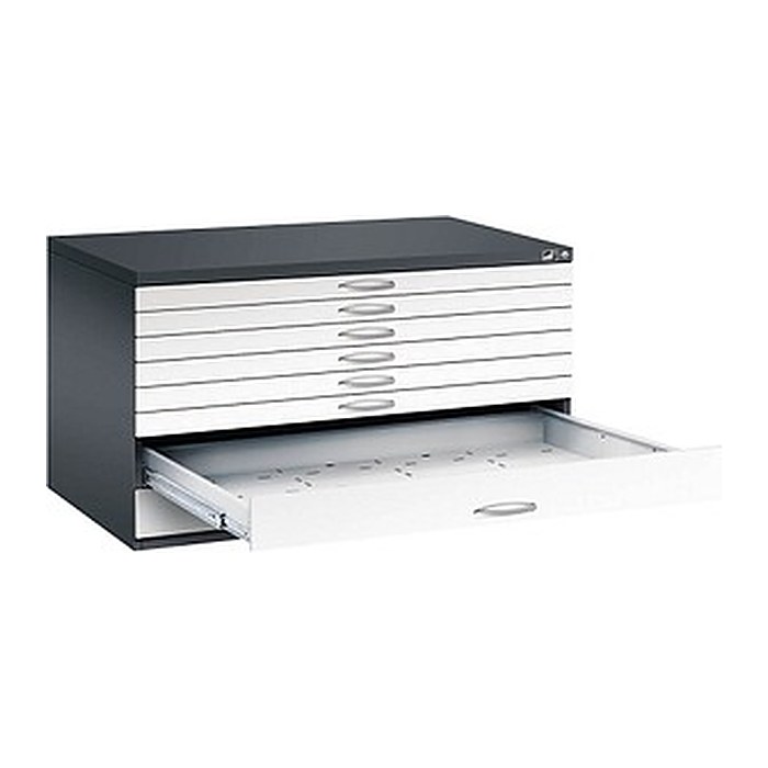 CP 7200 Planschrank schwarzgrau, verkehrsweiß 8 Schubladen 135,0 x 96,0 x 76,0 cm, 1 St.