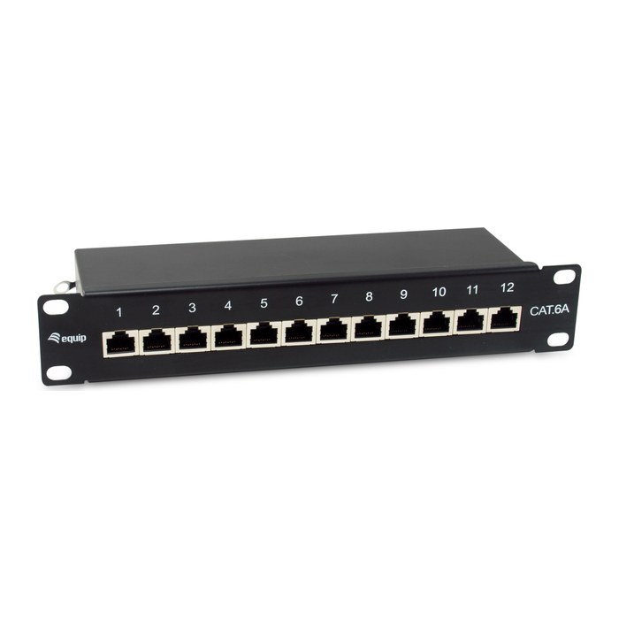 Equip 10" Patchpanel 12xRJ45 Cat6a FTP 1U 500MHz RAL9005