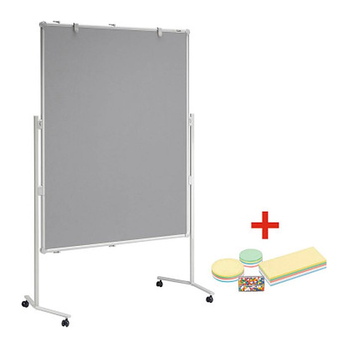 AKTION: MAUL Moderationswand MAULpro 120,0 x 150,0 cm grau + GRATIS Moderations-Starter-Set, bestehend aus je 120 Moderationskarten Ø 9,5 cm, Ø 13,5 cm, 9,5 x 20,0 cm, 200 Signal-Nadeln