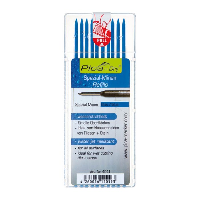 Pica Dry Wasserstrahl 4041 Ersatzminen für Tieflochmarker-Bleistift blau 2,8 mm, 10 St.