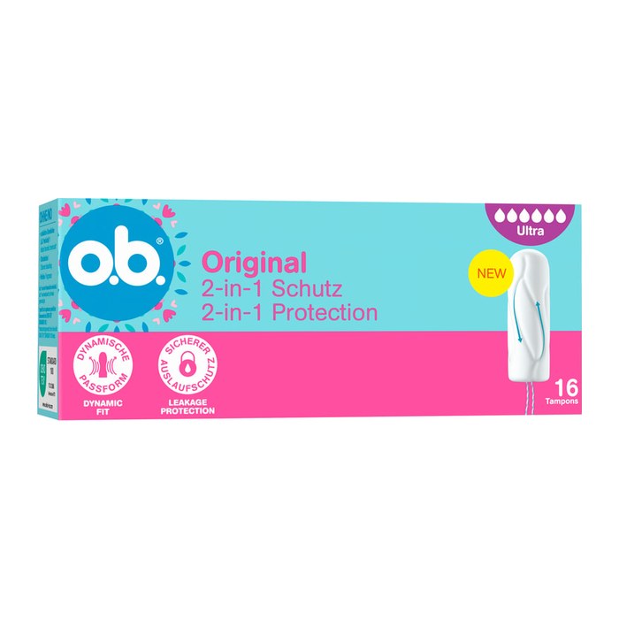 o.b. Tampons Original Ultra 2-in-1 Schutz für sehr starke Periode, 16 St.