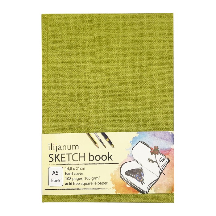 Ilijanum Skizzenbuch DIN A5 blanko, limette Hardcover 54 Seiten, 1 St.