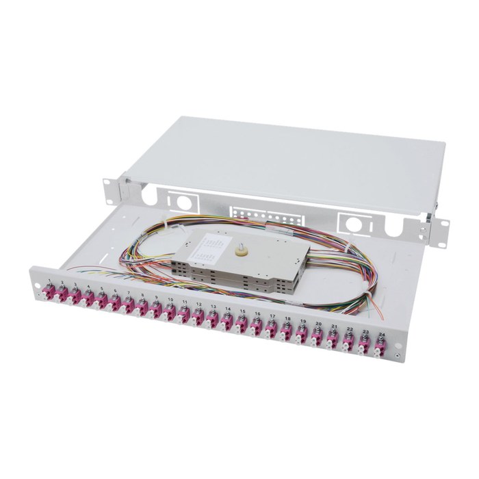 DIGITUS LWL Spleißbox 1HE bestückt 24x LC DX OM4 grau