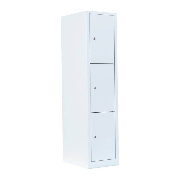 LÜLLMANN Schließfachschrank signalweiß 523317, 3 Schließfächer 41,5 x 50,0 x 180,0 cm