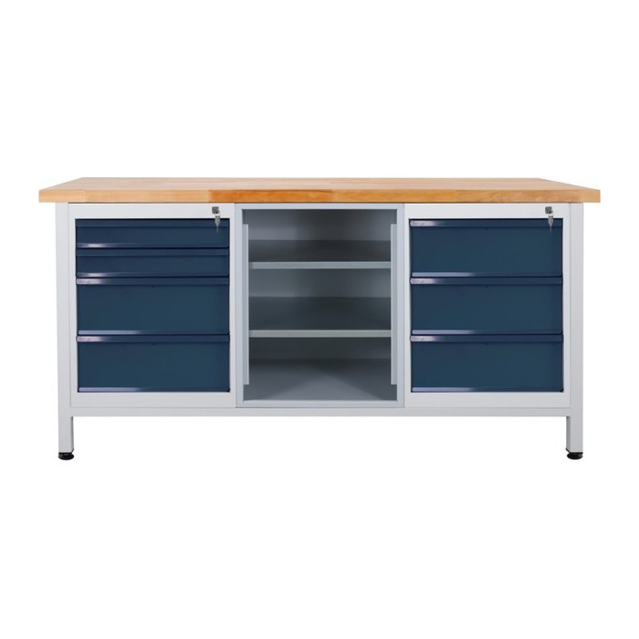 ADB Werkbank lichtgrau, anthrazitgrau 7 Schubladen 170,0 x 60,0 x 84,0 cm