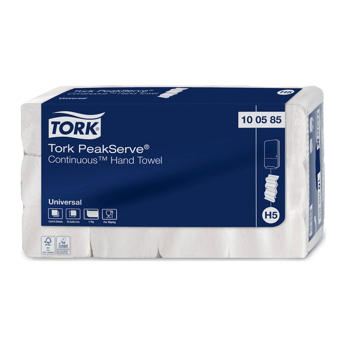 TORK Papierhandtücher 100585 PeakServe® Endlos™ H5 Interfold-Falzung 1-lagig weiß, 4.920 Tücher