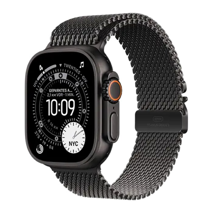Apple Watch Ultra 3 Milanaise Armband Large schwarz