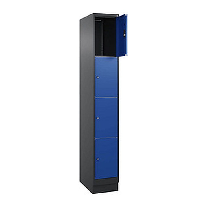 CP Schließfachschrank Classic PLUS enzianblau, schwarzgrau 080020-104 S10030, 4 Schließfächer 30,0 x 50,0 x 185,0 cm