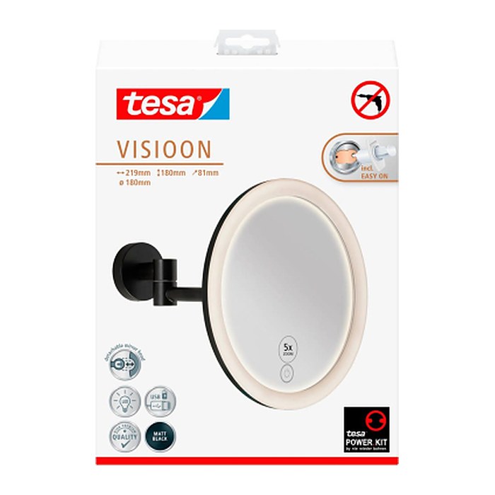 tesa Kosmetikspiegel beleuchtet VISIOON LED schwarz