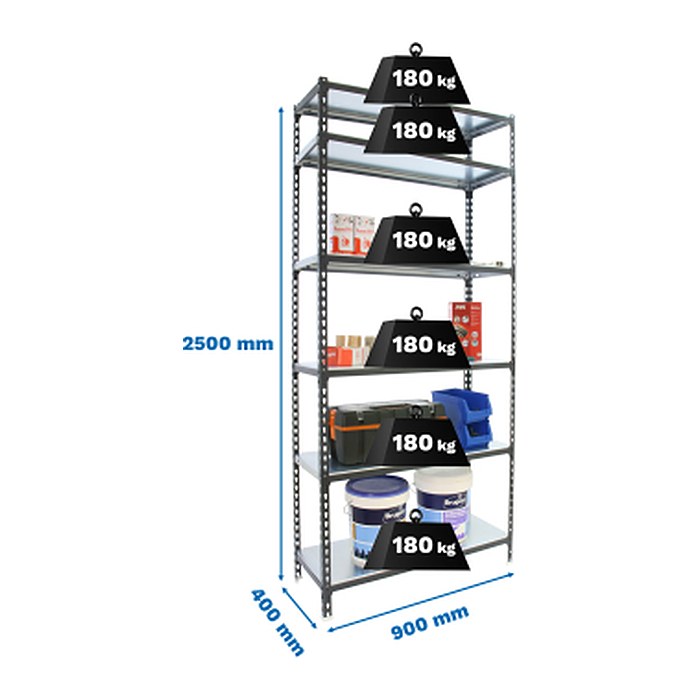 Simonrack Schwerlastregal SIMONCLICK 6 8425437098352 anthrazit, silber 90,0 x 40,0 x 250,0 cm