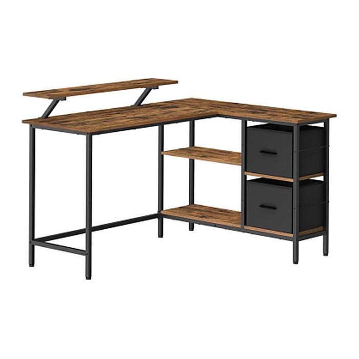 VASAGLE Schreibtisch vintage-braun rechteckig, 4-Fuß-Gestell schwarz 135,0 x 105,0 cm