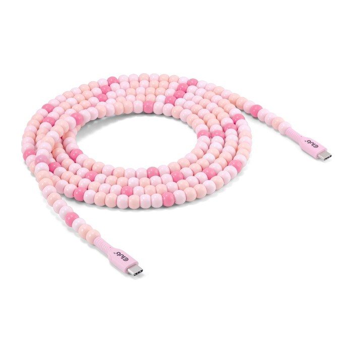 Club3D Lifestyle USB-C Perlen-Kabel PD60W,480Mbps 2m rosa retail