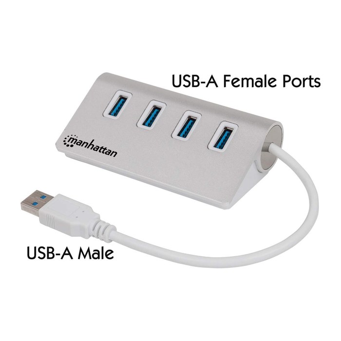 MANHATTAN Hub 4-Port 4xUSB3.0 Alu Strom: USB