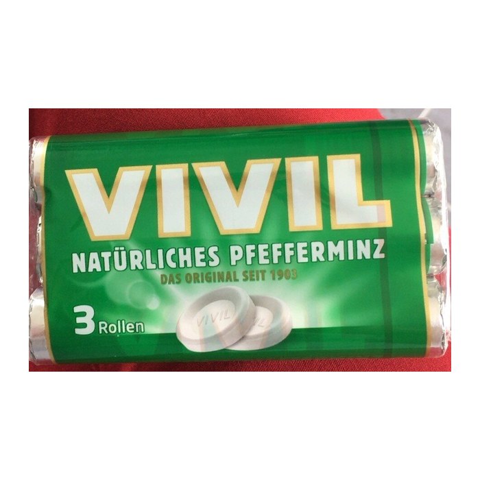 VIVIL® Pfefferminz mit Zucker Bonbons 84,0 g, 3 Rollen
