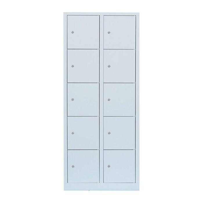 LÜLLMANN Schließfachschrank lichtgrau 523920, 10 Schließfächer 80,0 x 50,0 x 190,0 cm