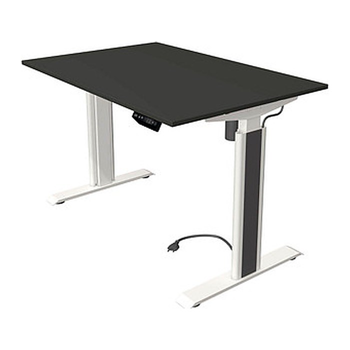 Kerkmann Move 1 advance elektrisch höhenverstellbarer Schreibtisch anthrazit rechteckig, T-Fuß-Gestell weiß 120,0 x 80,0 cm