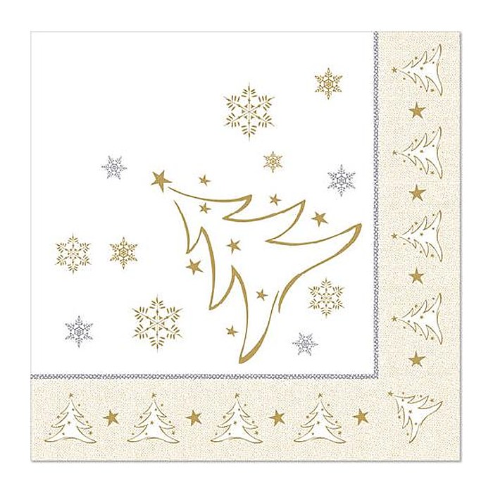 PAPSTAR Servietten X-Mas Elegance Weihnachtsbaum, gold 50 St.