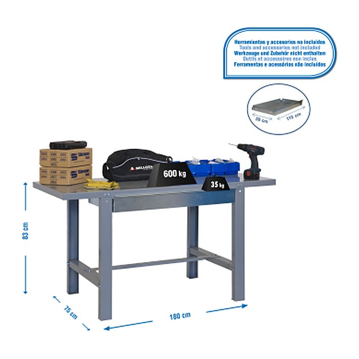 Simonrack Werkbank SIMONWORK BT6 BOX grau 1 Schublade 180,0 x 73,0 x 83,0 cm