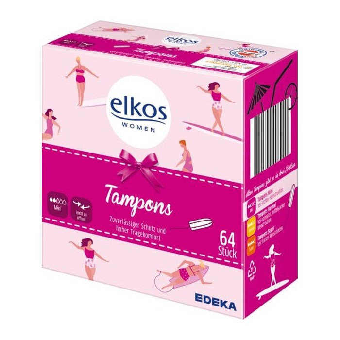 elkos Tampons MINI für leichte Periode, 64 St.