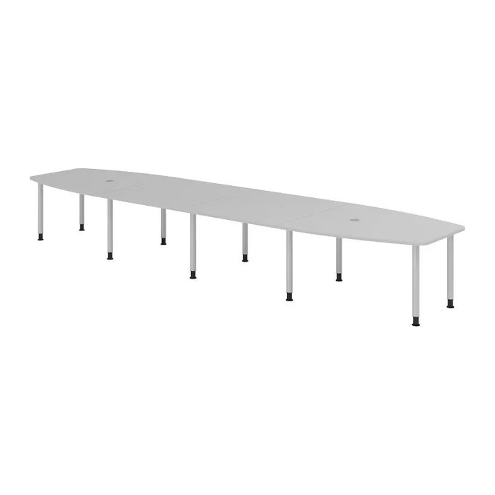 HAMMERBACHER Konferenztisch KT52C lichtgrau Tonnenform, Rundrohr silber, 520,0 x 85,0 - 130,0 x 72,0 - 74,0 cm