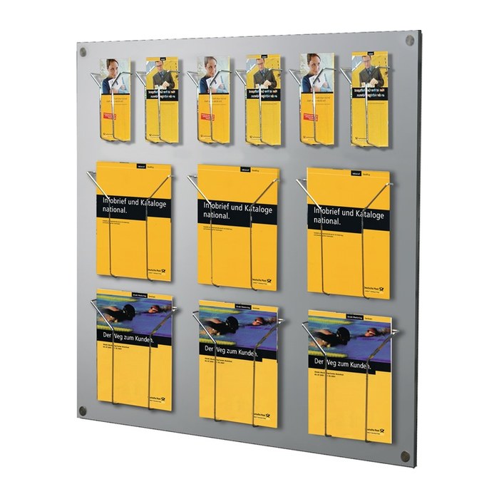 Kerkmann Wandprospekthalter Fokus alu DIN A4, 1/3 DIN A4 75,0 x 6,5 x 100,0 cm, 1 St.