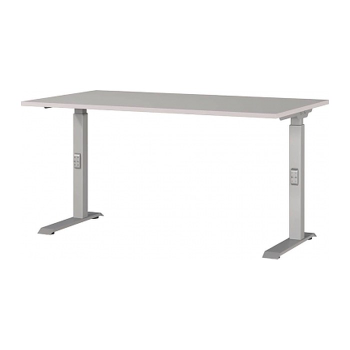 GERMANIA DOWNEY höhenverstellbarer Schreibtisch kaschmir rechteckig, C-Fuß-Gestell silber 140,0 x 80,0 cm