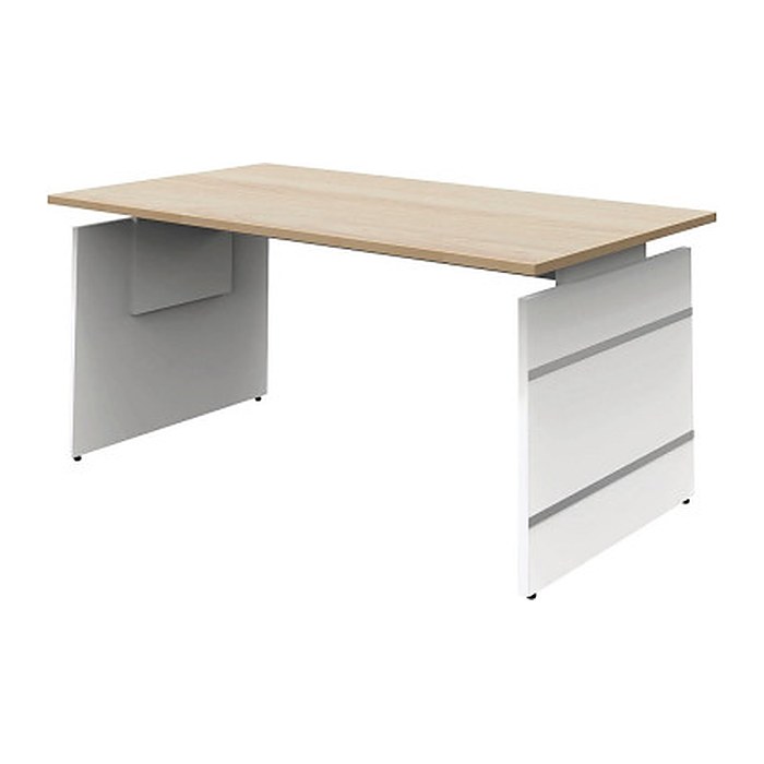 Kerkmann höhenverstellbarer Schreibtisch ahorn rechteckig, Wangen-Gestell weiß 160,0 x 80,0 cm