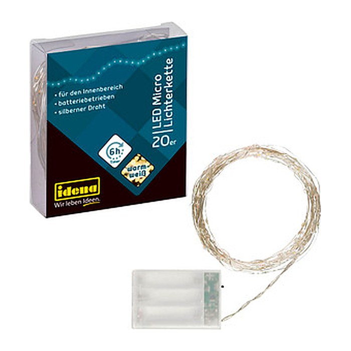 Idena 20er Micro LED Lichterkette silber 2,2 m, 1 St.