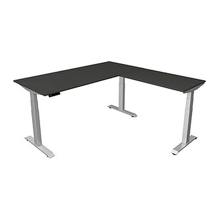 Kerkmann Move 4 elektrisch höhenverstellbarer Schreibtisch anthrazit rechteckig, T-Fuß-Gestell silber 180,0 x 180,0 cm