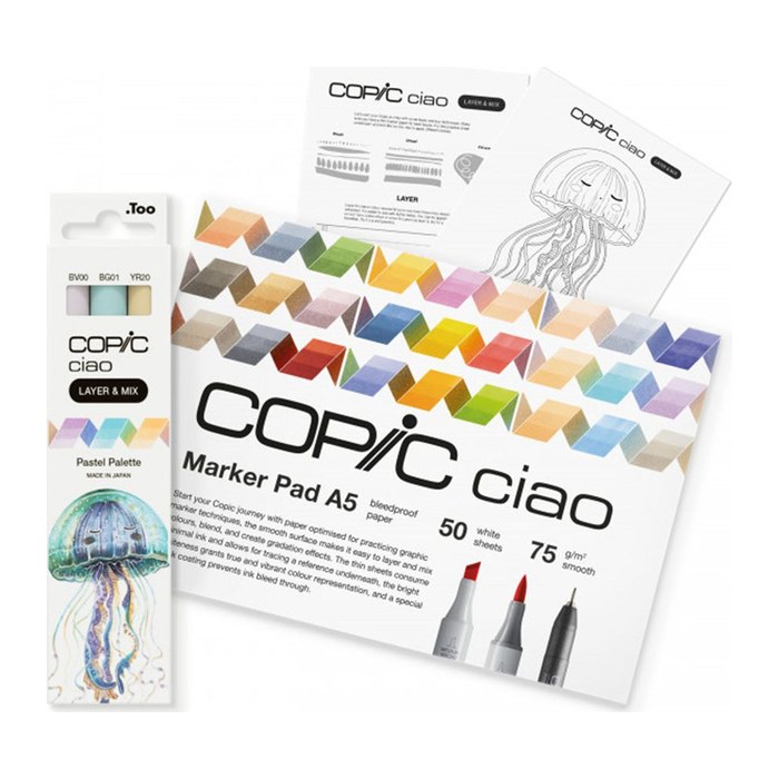COPIC® Ciao 2D Pastel Palette Starter Layoutmarker-Set farbsortiert 1,0 + 6,0 mm, 1 Set