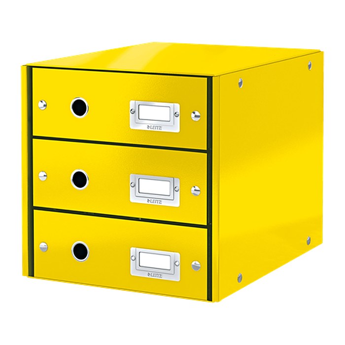 LEITZ Schubladenbox Click & Store gelb 60480016, DIN A4 mit 3 Schubladen, 1 St.
