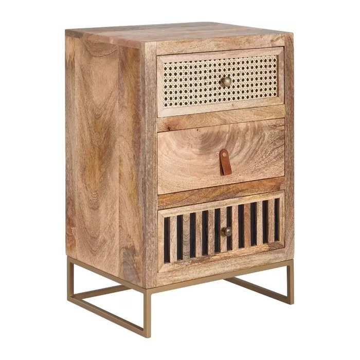 WOHNLING Nachttisch rechteckig Massivholz mango 40,0 x 30,0 x 60,0 cm, 1 St.