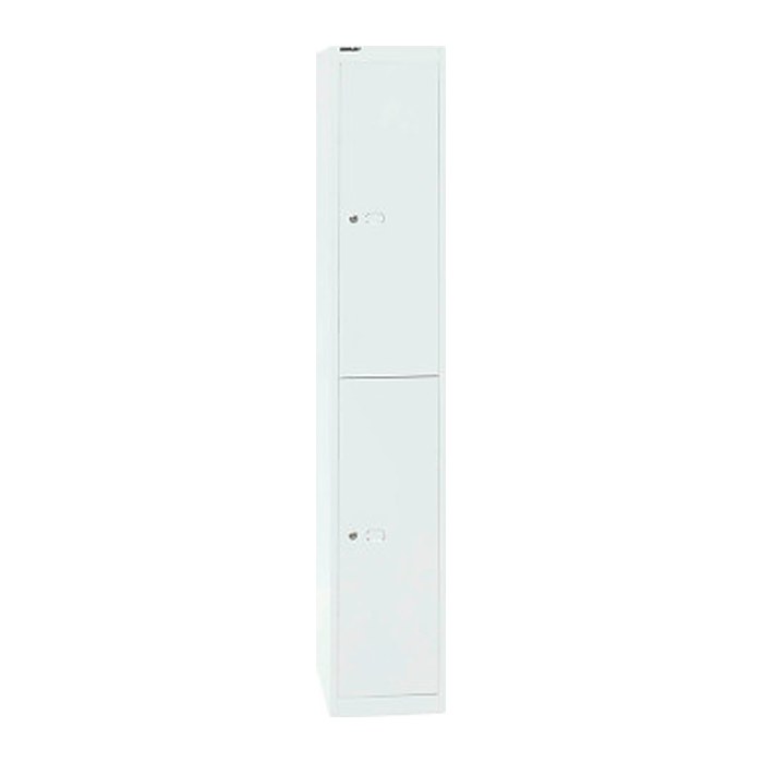 BISLEY Spind verkehrsweiß CLK122696, 2 Schließfächer 30,5 x 30,5 x 180,2 cm