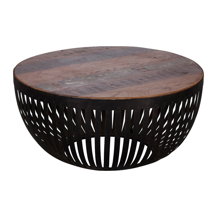 WOHNLING Couchtisch rund Massivholz mango 70,0 x 70,0 x 33,0 cm, 1 St.