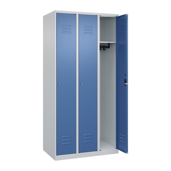 CP Spind Classic Plus lichtgrau, fernblau 080000-30 S10021, 3 Schließfächer 90,0 x 50,0 x 185,0 cm