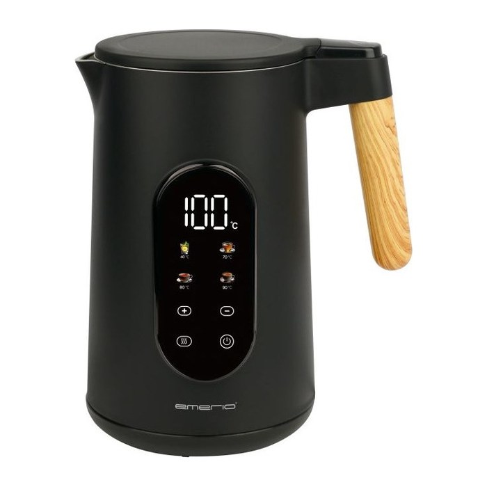 Emerio Wasserkocher 1,7 l Griff Holzopt,schnurlos,Digit.Disp