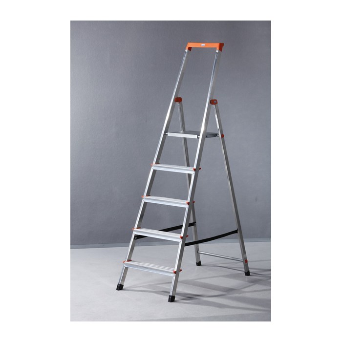 KRAUSE Stehleiter einseitig MONTO Solidy silber 5 Stufen, H: 180,0 cm