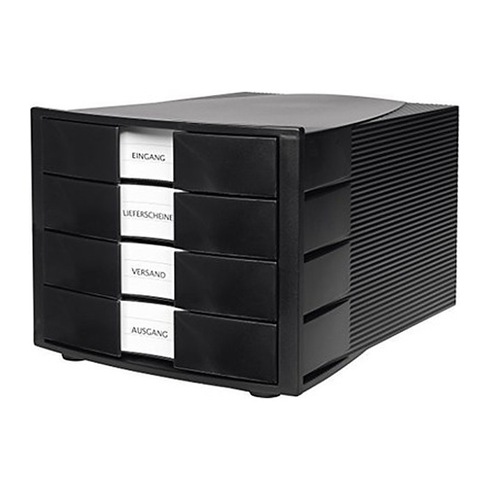 HAN Schubladenbox Impuls schwarz 1012-13D, DIN A4 mit 4 Schubladen, 1 St.
