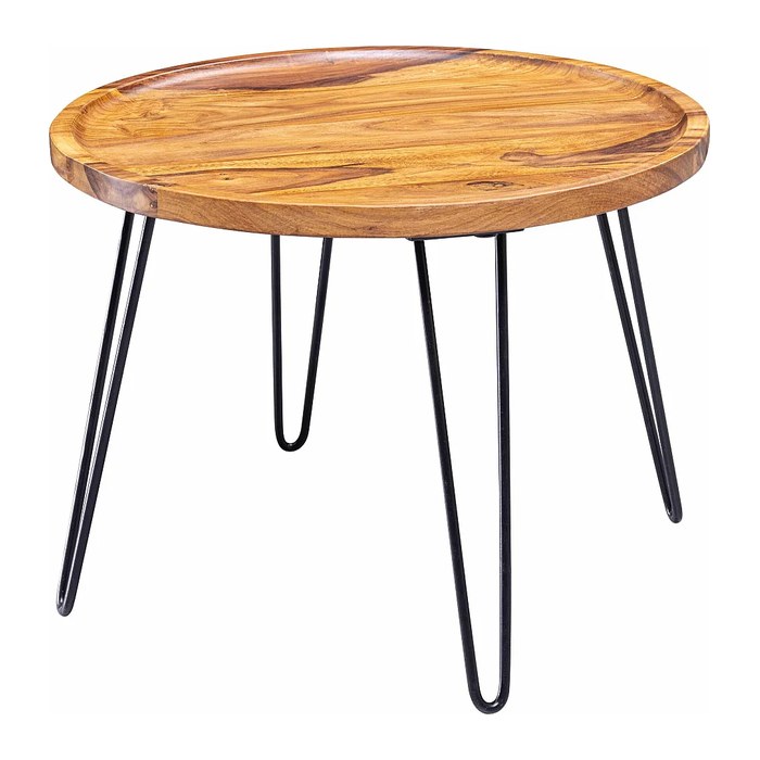WOHNLING Couchtisch rund Massivholz sheesham 60,0 x 60,0 x 45,0 cm, 1 St.