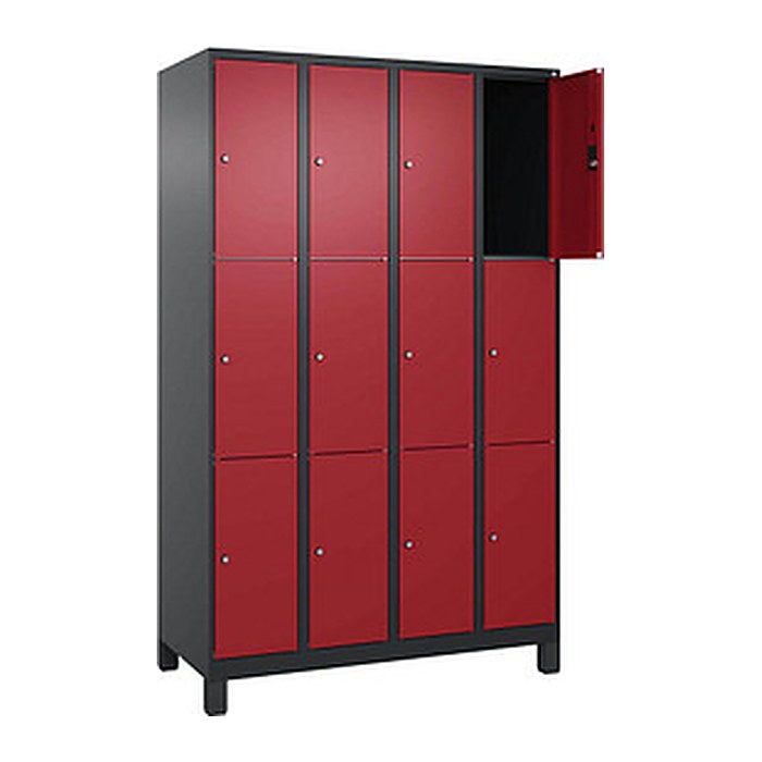 CP Schließfachschrank Classic Plus rubinrot, schwarzgrau 080010-403 S10033, 12 Schließfächer 120,0 x 50,0 x 195,0 cm