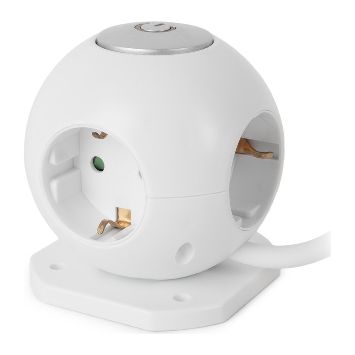 Entac Steckdosenball 3fach mit USB 1,5m Schalter weiß