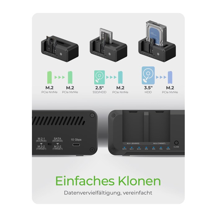 ICY BOX Klonstation Docking SATA M.2 USB 3.2 IB-2924MSCL retail