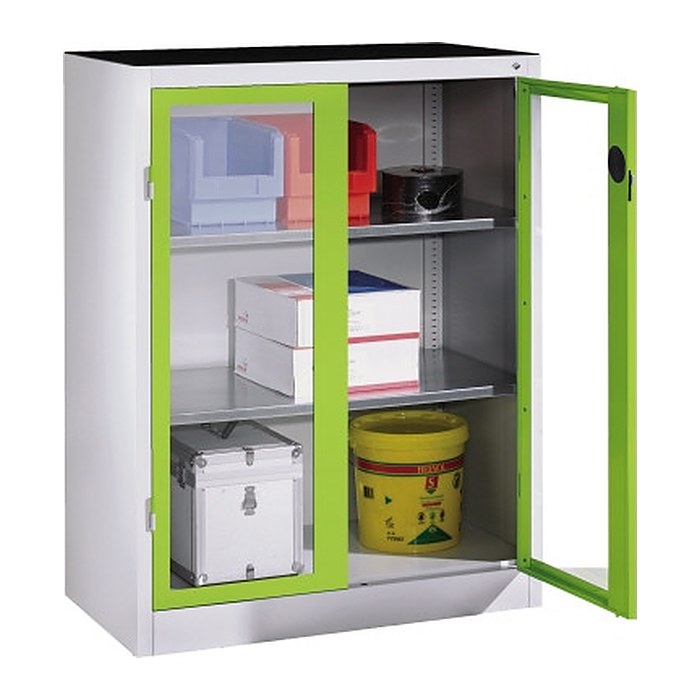 CP Stahlschrank 8521-055 S10171 Acrylglas, clowngrün, lichtgrau 2 Fachböden 93,0 x 50,0 x 120,0 cm, aufgebaut, 1 St.