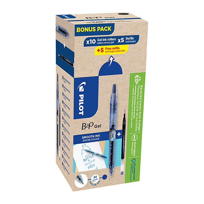 AKTION: PILOT B2P „Bottle 2 Pen“ GEL Gelschreibermine schwarz 0,4 mm 1 Set + GRATIS 5 PILOT Gelschreibermine blau