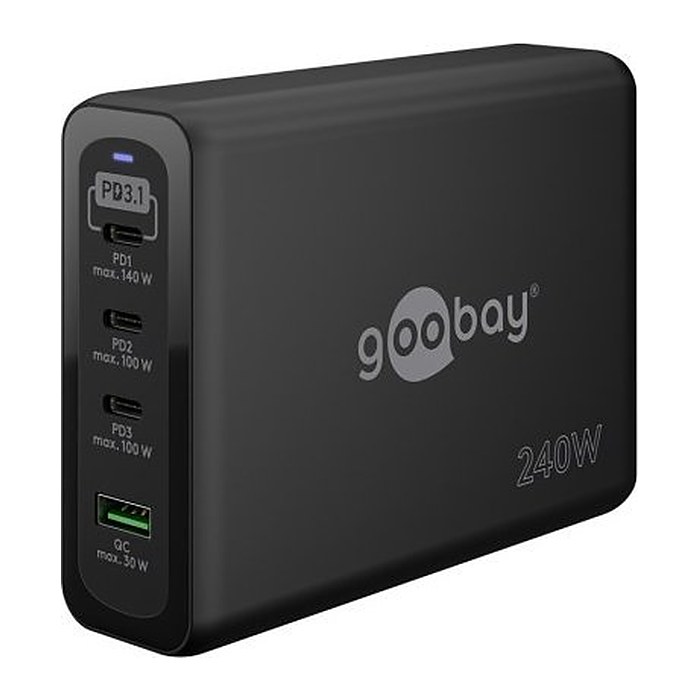 goobay Ladeadapter schwarz, Kabellänge: 1,0 m, 240 Watt