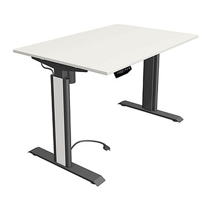 Kerkmann Move 1 advance elektrisch höhenverstellbarer Schreibtisch weiß rechteckig, T-Fuß-Gestell grau 120,0 x 80,0 cm