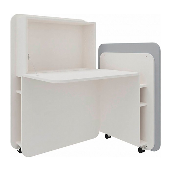 fm FLATup Sekretär diamantweiß/ hellblau rechteckig, weiß 107,0 x 41,5 - 91,0 cm