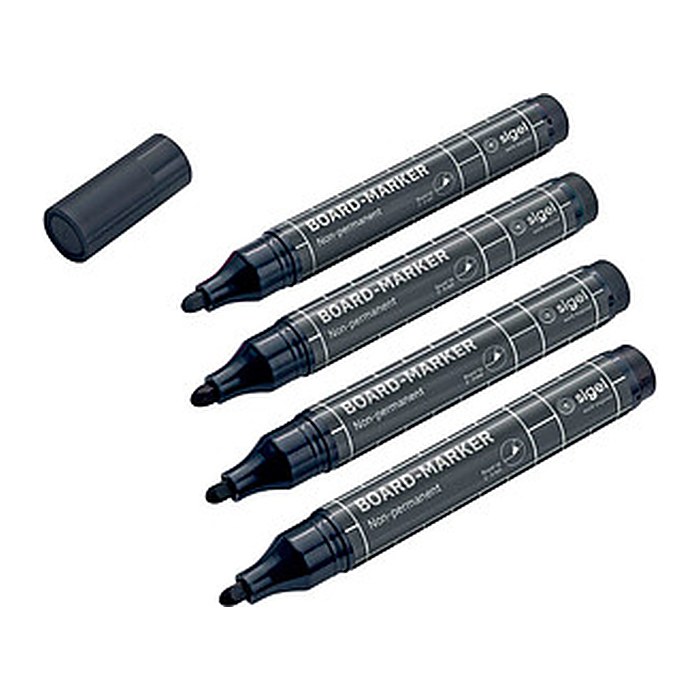 SIGEL Whiteboard- und Flipchart-Marker schwarz 2,0 - 3,0 mm, 4 St.