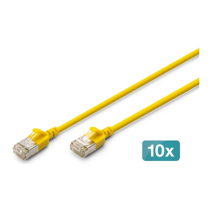 DIGITUS Patchkabel CAT 6A F/FTP Slim 3m gelb 10 Stück